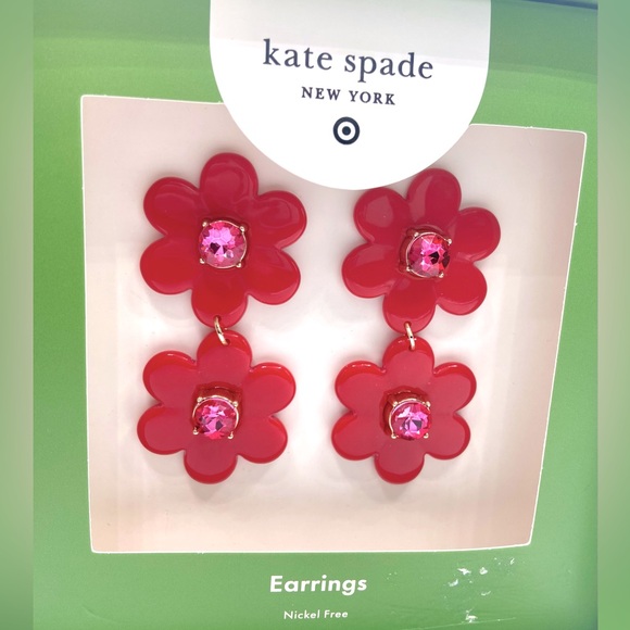kate spade Jewelry - Kate Spade Target Red Flower Earrings